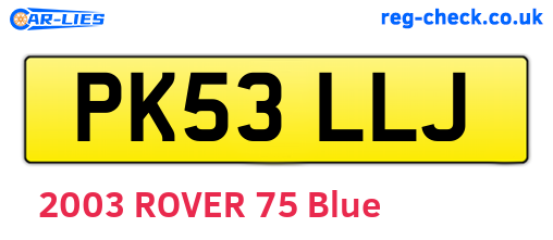 PK53LLJ are the vehicle registration plates.
