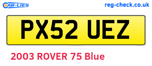 PX52UEZ are the vehicle registration plates.