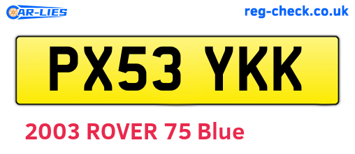 PX53YKK are the vehicle registration plates.