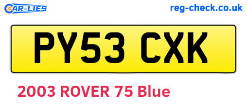 PY53CXK are the vehicle registration plates.