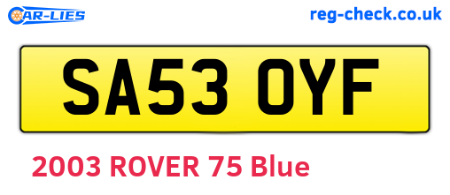 SA53OYF are the vehicle registration plates.