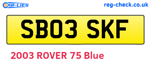 SB03SKF are the vehicle registration plates.