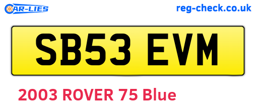 SB53EVM are the vehicle registration plates.