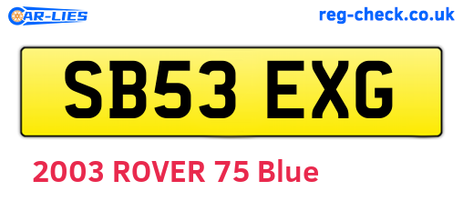 SB53EXG are the vehicle registration plates.