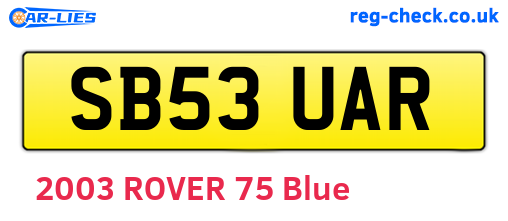 SB53UAR are the vehicle registration plates.