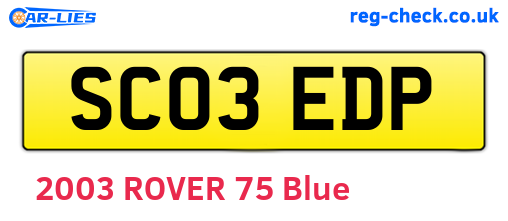 SC03EDP are the vehicle registration plates.