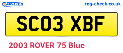 SC03XBF are the vehicle registration plates.
