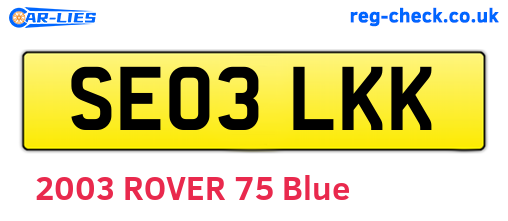 SE03LKK are the vehicle registration plates.