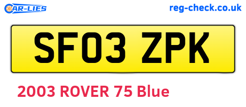 SF03ZPK are the vehicle registration plates.