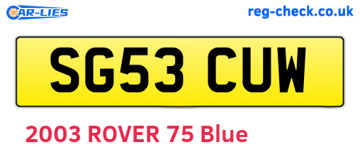 SG53CUW are the vehicle registration plates.