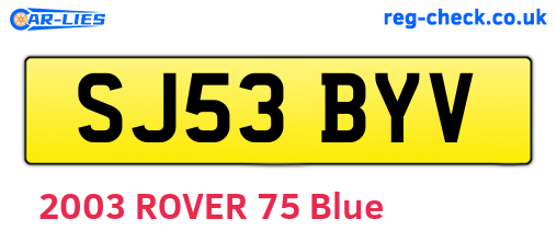 SJ53BYV are the vehicle registration plates.
