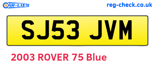 SJ53JVM are the vehicle registration plates.