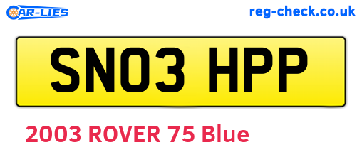 SN03HPP are the vehicle registration plates.
