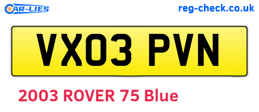VX03PVN are the vehicle registration plates.