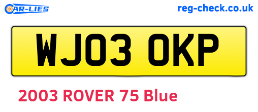 WJ03OKP are the vehicle registration plates.