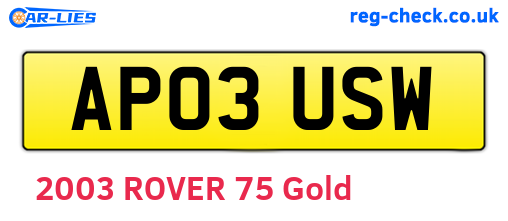 AP03USW are the vehicle registration plates.