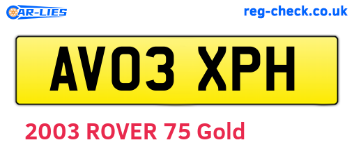 AV03XPH are the vehicle registration plates.