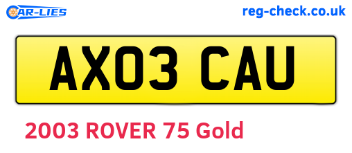 AX03CAU are the vehicle registration plates.