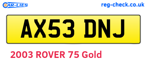 AX53DNJ are the vehicle registration plates.