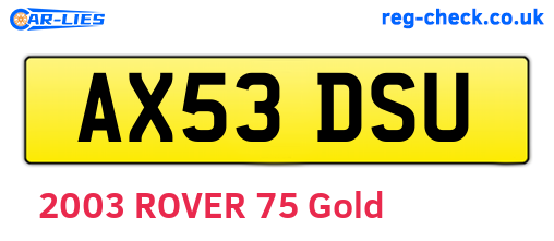 AX53DSU are the vehicle registration plates.