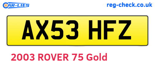 AX53HFZ are the vehicle registration plates.