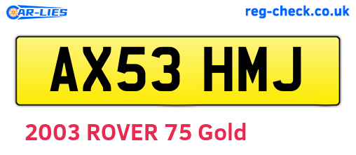 AX53HMJ are the vehicle registration plates.