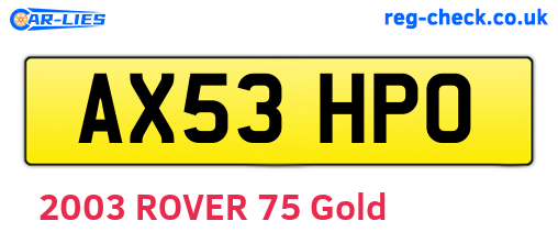 AX53HPO are the vehicle registration plates.