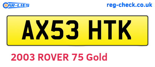 AX53HTK are the vehicle registration plates.