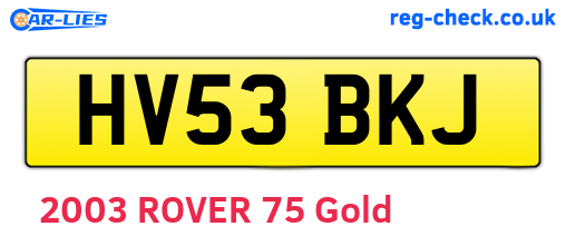 HV53BKJ are the vehicle registration plates.