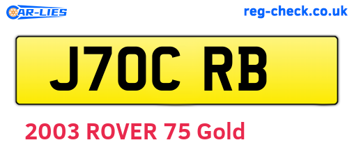J70CRB are the vehicle registration plates.
