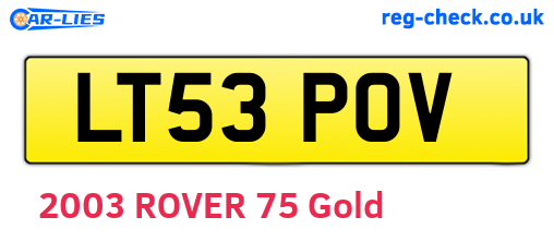 LT53POV are the vehicle registration plates.