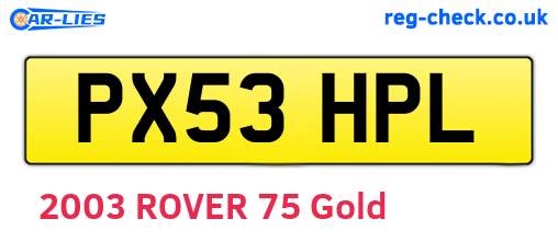 PX53HPL are the vehicle registration plates.