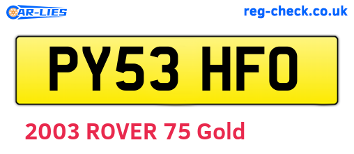 PY53HFO are the vehicle registration plates.