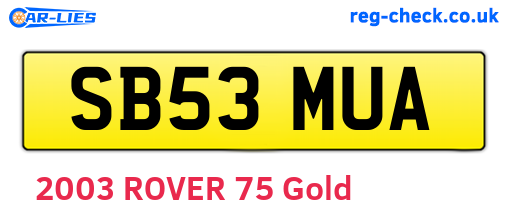SB53MUA are the vehicle registration plates.