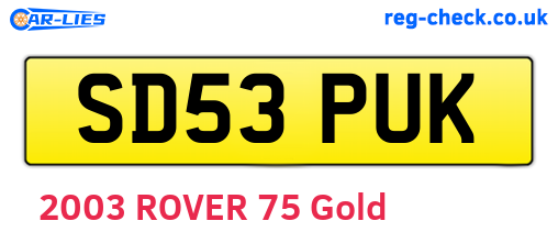 SD53PUK are the vehicle registration plates.