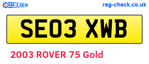 SE03XWB are the vehicle registration plates.