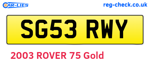 SG53RWY are the vehicle registration plates.