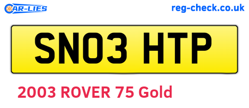 SN03HTP are the vehicle registration plates.