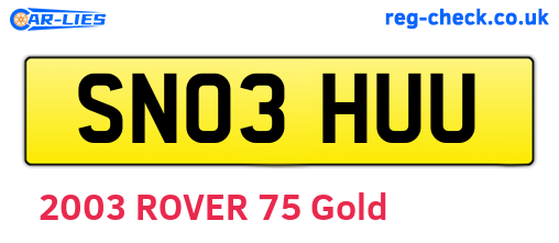 SN03HUU are the vehicle registration plates.
