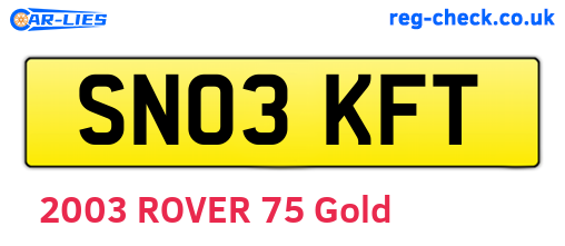 SN03KFT are the vehicle registration plates.