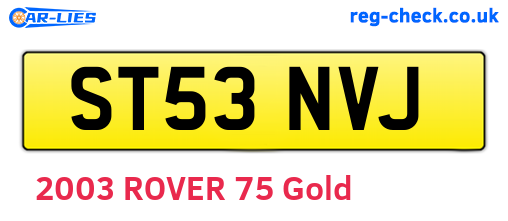 ST53NVJ are the vehicle registration plates.
