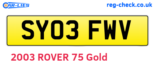 SY03FWV are the vehicle registration plates.