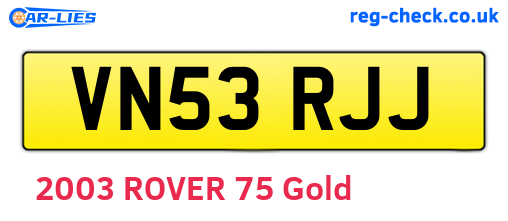 VN53RJJ are the vehicle registration plates.