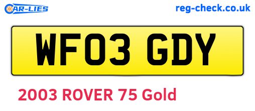 WF03GDY are the vehicle registration plates.