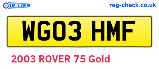 WG03HMF are the vehicle registration plates.