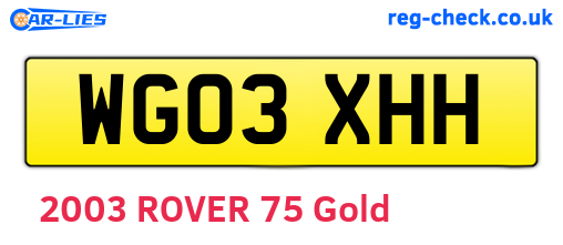 WG03XHH are the vehicle registration plates.