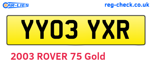 YY03YXR are the vehicle registration plates.