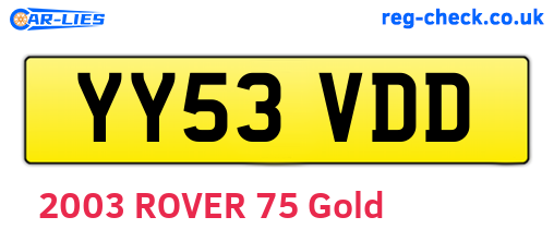 YY53VDD are the vehicle registration plates.