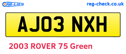 AJ03NXH are the vehicle registration plates.