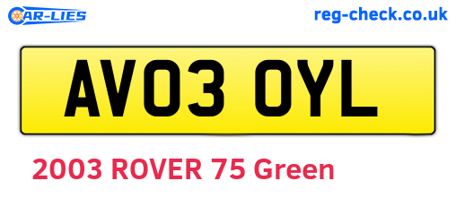 AV03OYL are the vehicle registration plates.